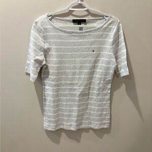 Tommy Hilfiger Women's Light Gray Striped Tee